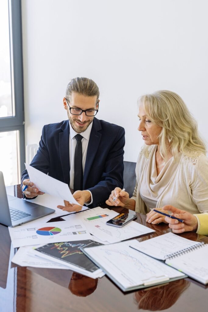 An owner reviewing financial statements